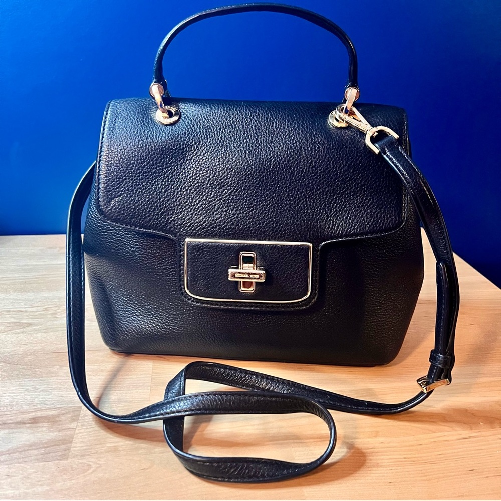 Michael Kors Black Pebble Leather Emery Purse with Turn Lock 🔐 👛 - Picture 3 of 12